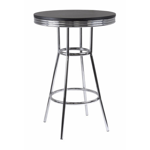 Summit Round High Table, Black and Chrome