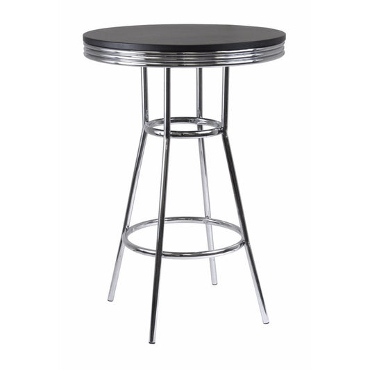 Summit Round High Table, Black and Chrome