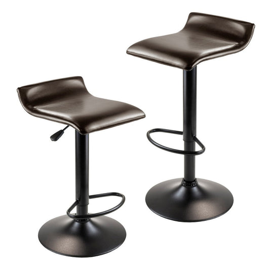 Paris 2-Pc Adjustable Swivel Stool Set, Black and Espresso