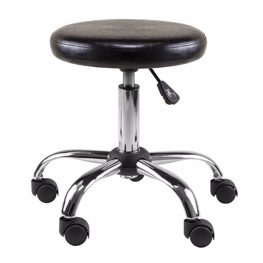 Clark Adjustable Cushion Seat Swivel Stool, Black and Chrome