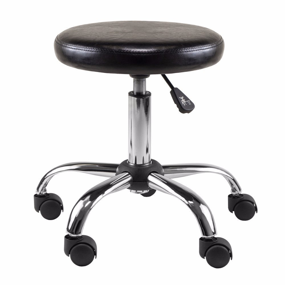 Clark Adjustable Cushion Seat Swivel Stool, Black and Chrome