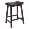 Mona Cushion Saddle Seat Counter Stool, Black and Walnut