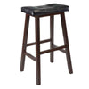 Mona Cushion Saddle Seat Bar Stool, Black and Walnut