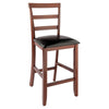Simone 2-Pc Cushion Ladder-back Counter Stool Set Black and Walnut WIN-94074