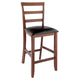 Simone 2-Pc Cushion Ladder-back Counter Stool Set Black and Walnut WIN-94074