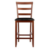 Simone 2-Pc Cushion Ladder-back Counter Stool Set Black and Walnut WIN-94074