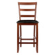 Simone 2-Pc Cushion Ladder-back Counter Stool Set Black and Walnut WIN-94074