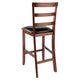 Simone 2-Pc Cushion Ladder-back Counter Stool Set Black and Walnut WIN-94074