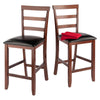 Simone 2-Pc Cushion Ladder-back Counter Stool Set Black and Walnut WIN-94074