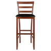 Simone 2-Pc Cushion Ladder-back Bar Stool Set Black and Walnut WIN-94079