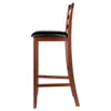 Simone 2-Pc Cushion Ladder-back Bar Stool Set Black and Walnut WIN-94079