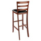 Simone 2-Pc Cushion Ladder-back Bar Stool Set Black and Walnut WIN-94079