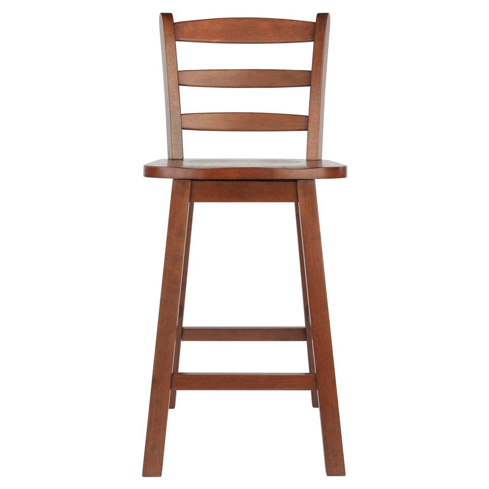 Scalera Ladder-back Swivel Seat Counter Stool Walnut WIN-94104