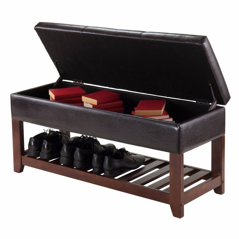 Monza Storage Chest Bench Espresso and Walnut WIN-94143