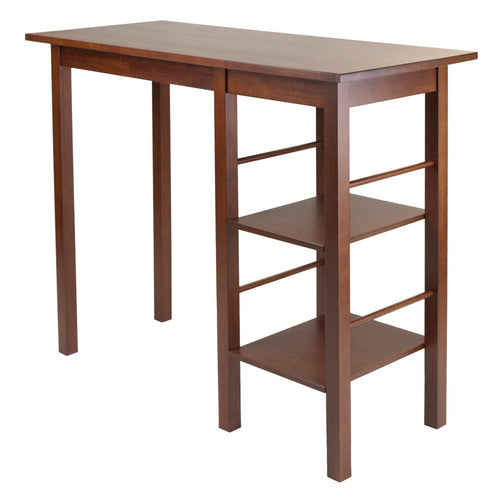 Egan Breakfast Kitchen Island with Shelves, Walnut