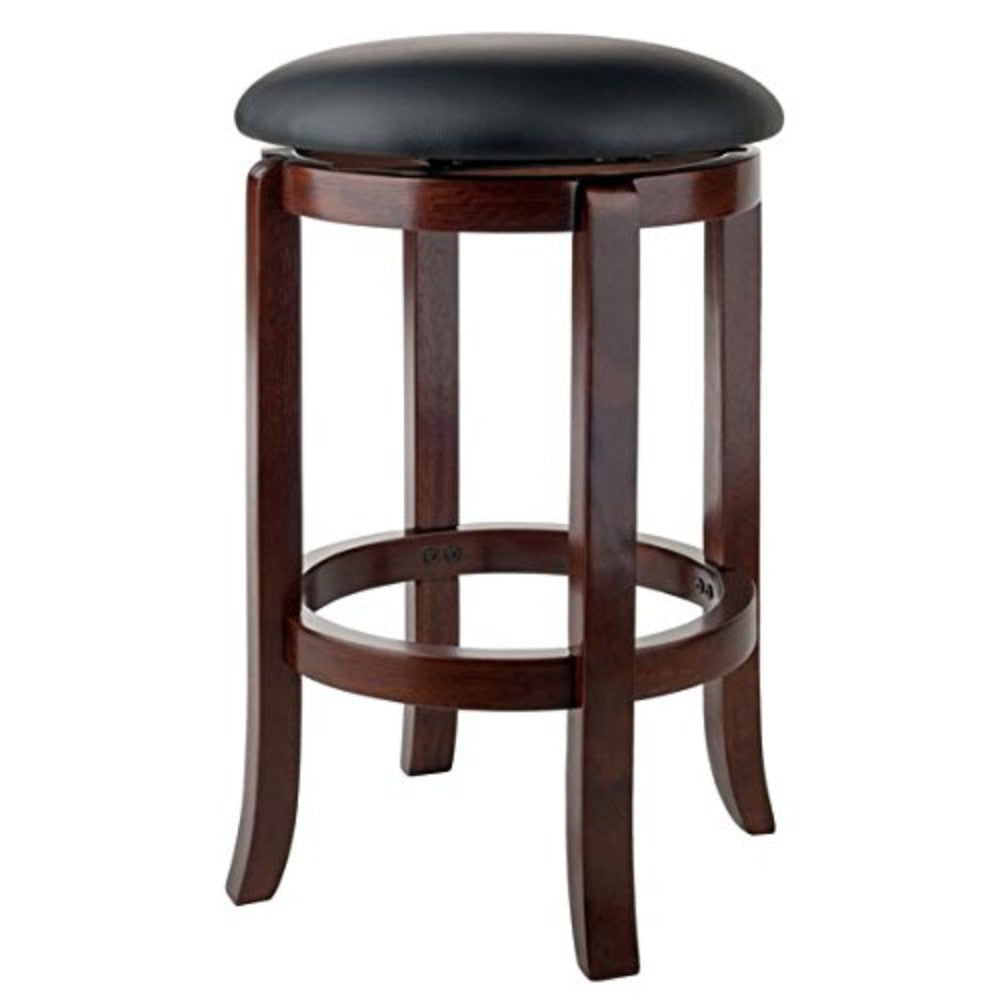 Walcott Cushion Swivel Seat Counter Stool, Black and Walnut