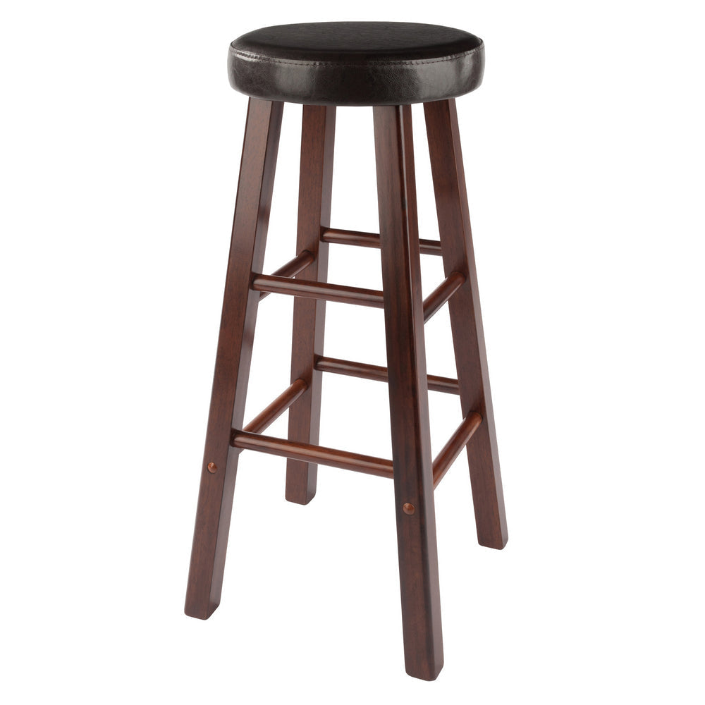 Maria 2-Pc Cushion Seat Bar Stool Set Espresso and Walnut WIN-94200