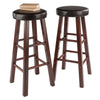 Maria 2-Pc Cushion Seat Bar Stool Set Espresso and Walnut WIN-94200