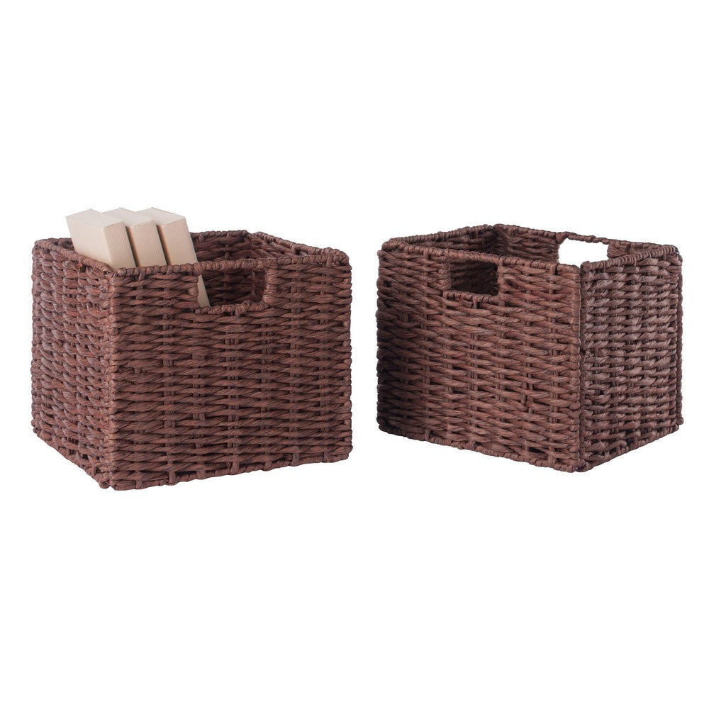 Tessa 2-Pc Foldable Woven Rope Basket Set Walnut WIN-94211