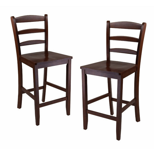 Benjamin 2-Pc Ladder-back Counter Stool Set, Walnut