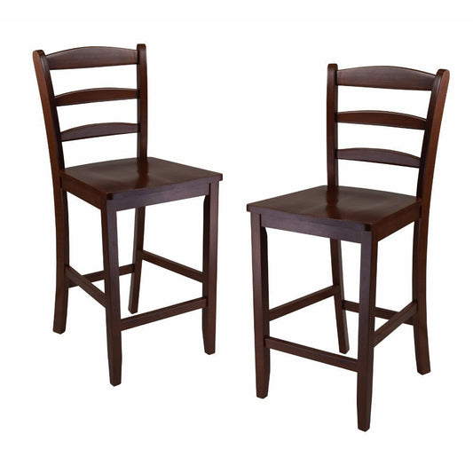 Benjamin 2-Pc Ladder-back Counter Stool Set, Walnut