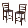 Benjamin 2-Pc Ladder-back Counter Stool Set, Walnut