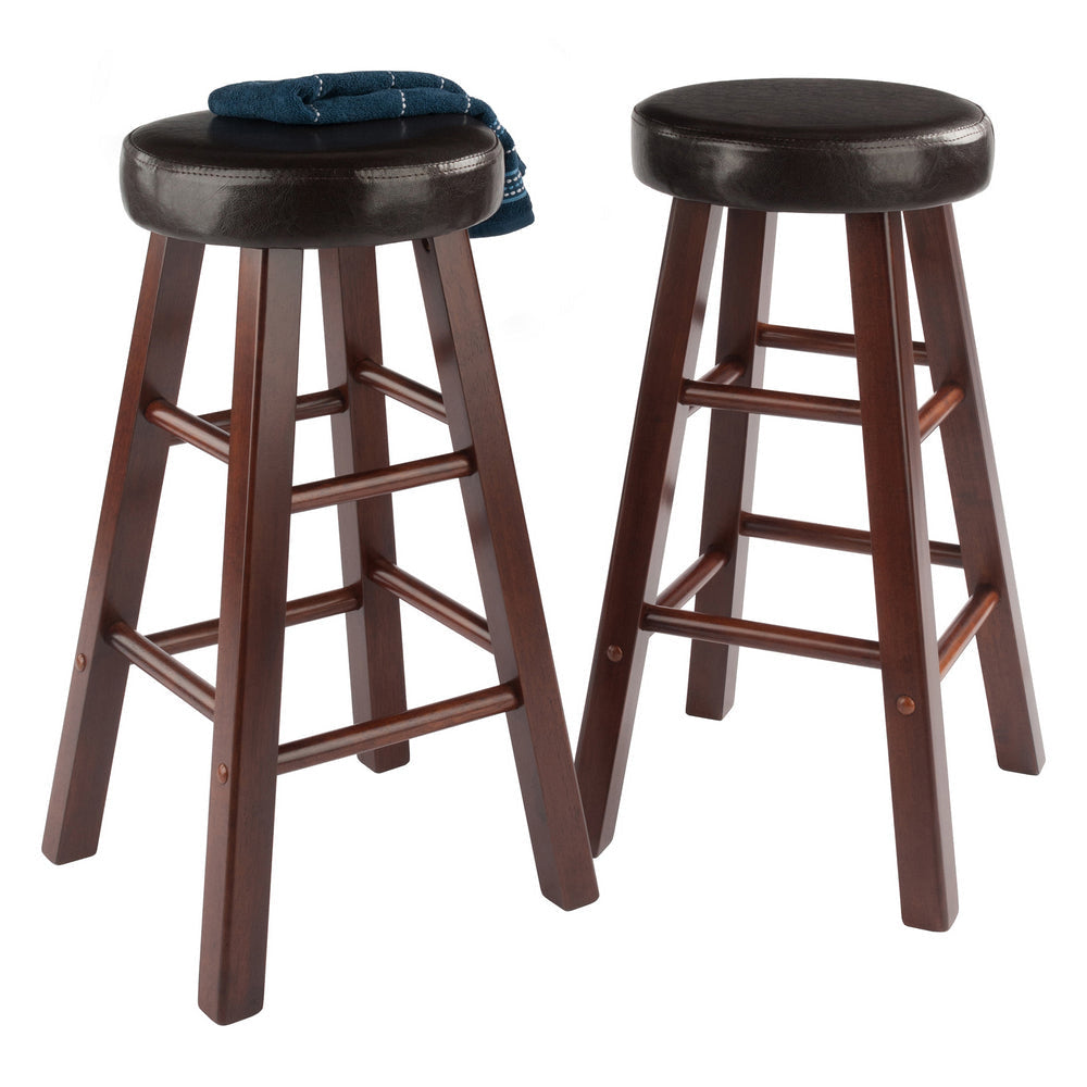 Maria 2-Pc Cushion Seat Counter Stool Set Espresso and Walnut WIN-94277