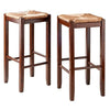 Kaden 2-Pc Rush Seat Bar Stool Set, Walnut