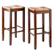 Kaden 2-Pc Rush Seat Bar Stool Set, Walnut