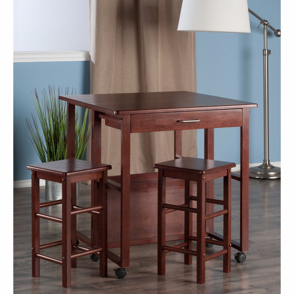 Fremont 3-Pc Space Saver with Tuck-away Stools, Walnut