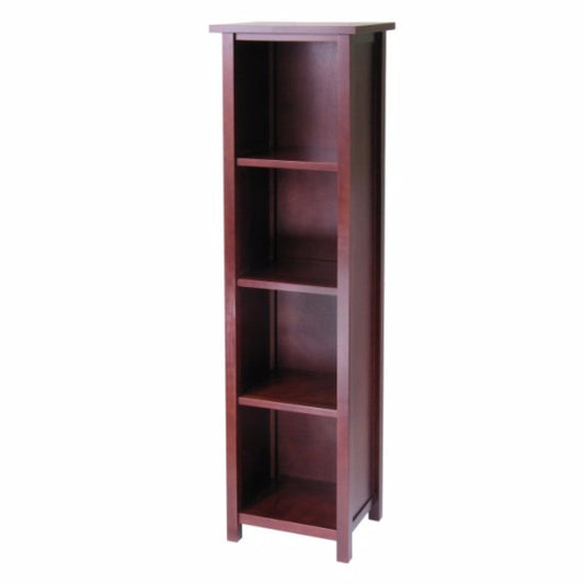 Milan Narrow 4-Section Storage Shelf, Walnut