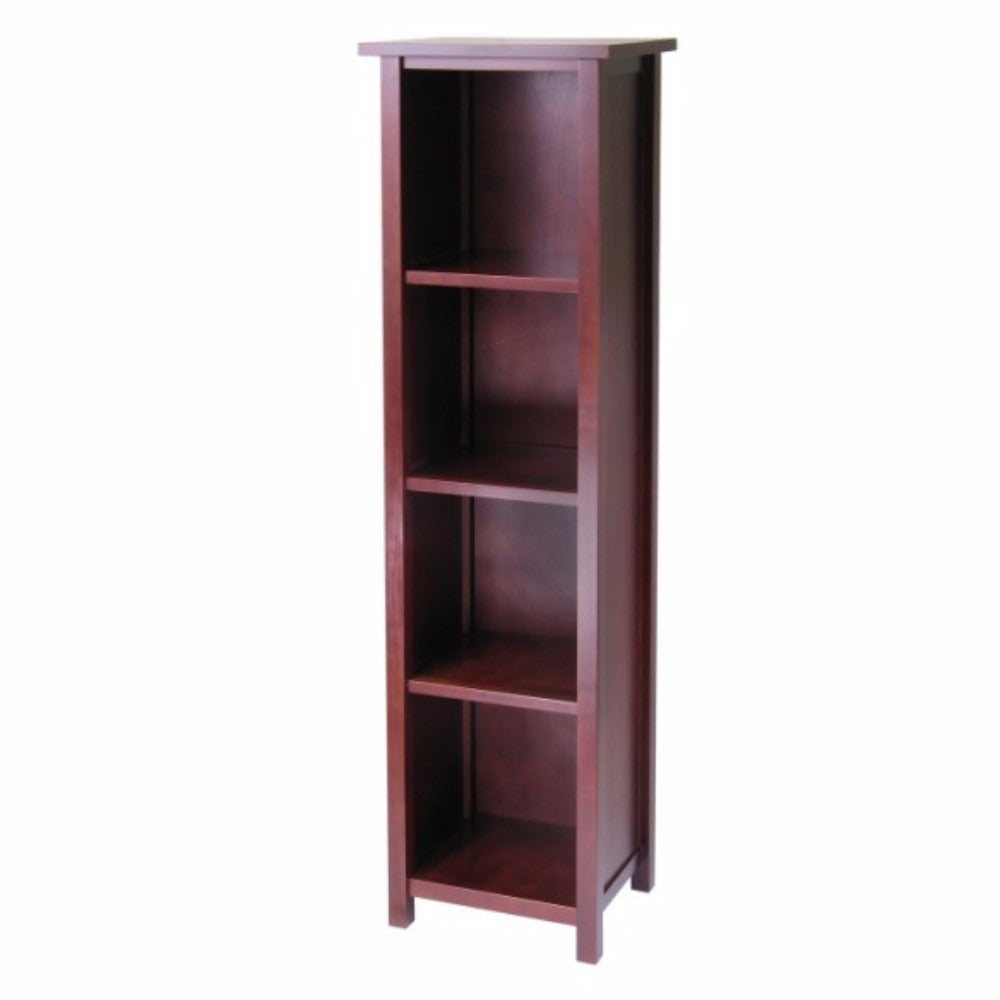 Milan Narrow 4-Section Storage Shelf, Walnut
