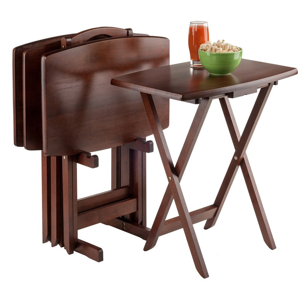 Dylan 5-Pc Oversized Snack Table Set Walnut WIN-94517