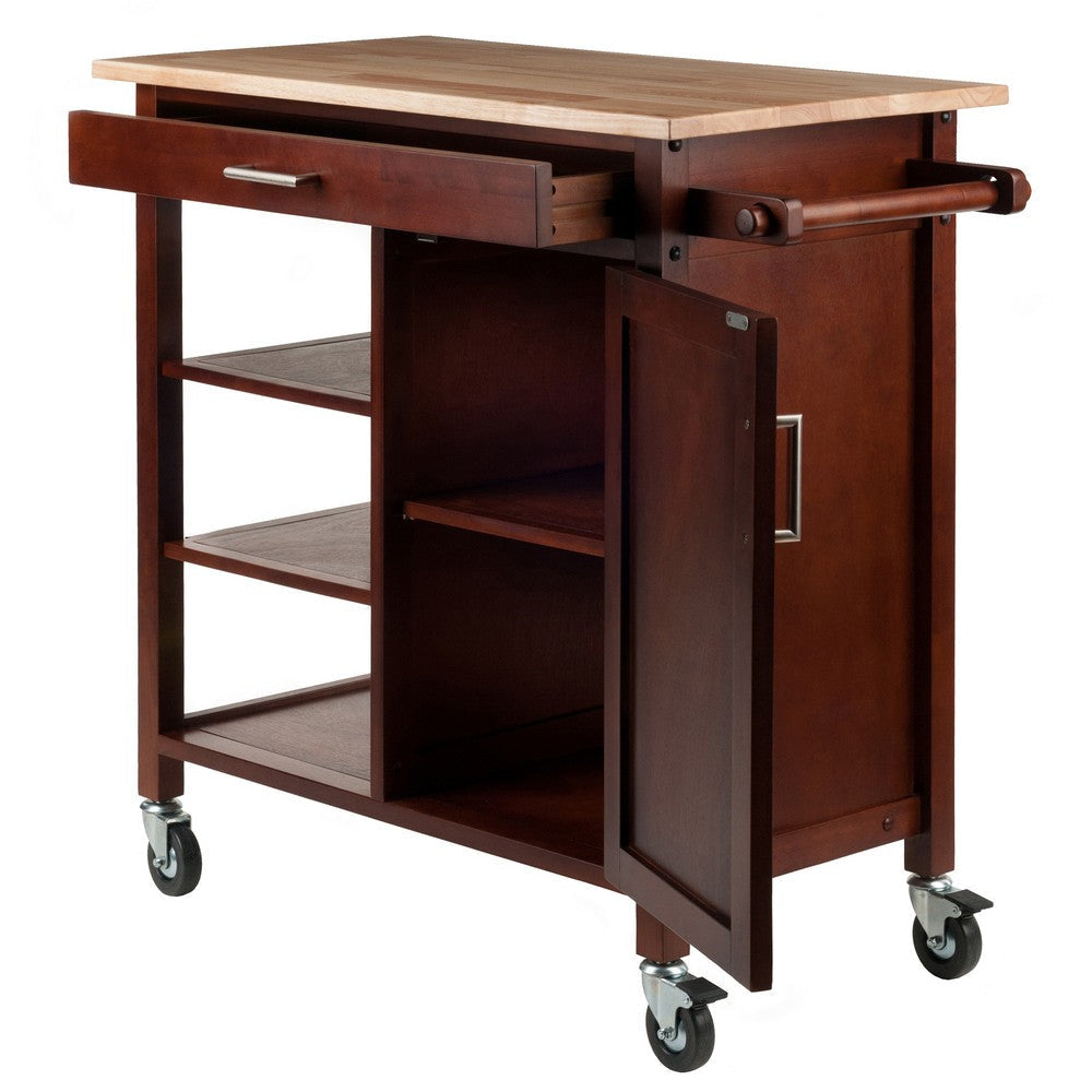Marissa Kitchen Utility Cart Natural & Walnut WIN-94543