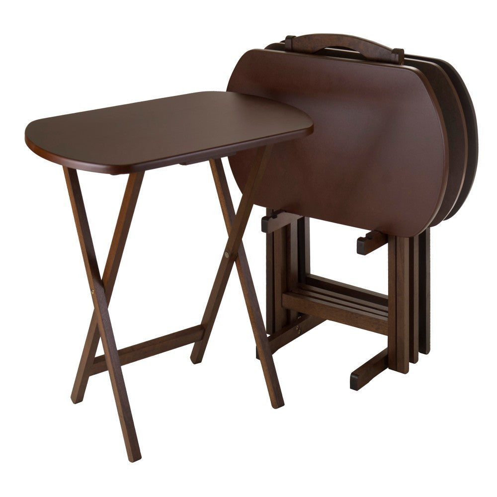 Corbett 5-Pc Oversized Snack Table Set, Walnut