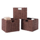 Tessa 3-Pc Foldable Woven Rope Basket Set Walnut WIN-94810