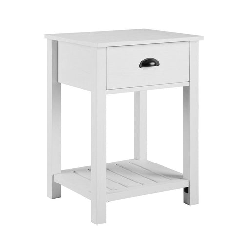 18" 1-Drawer Country Side Table - Brushed White