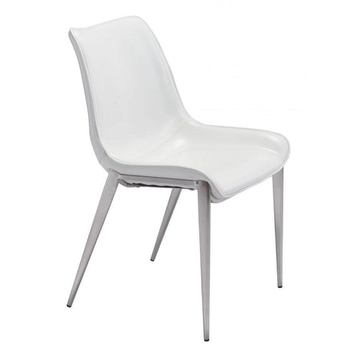 Magnus Dining Chair (Set of 2) White & Silver