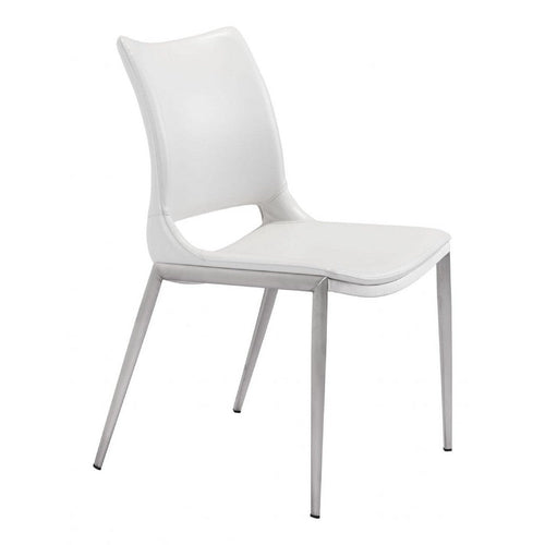 Ace Dining Chair (Set of 2) White & Silver