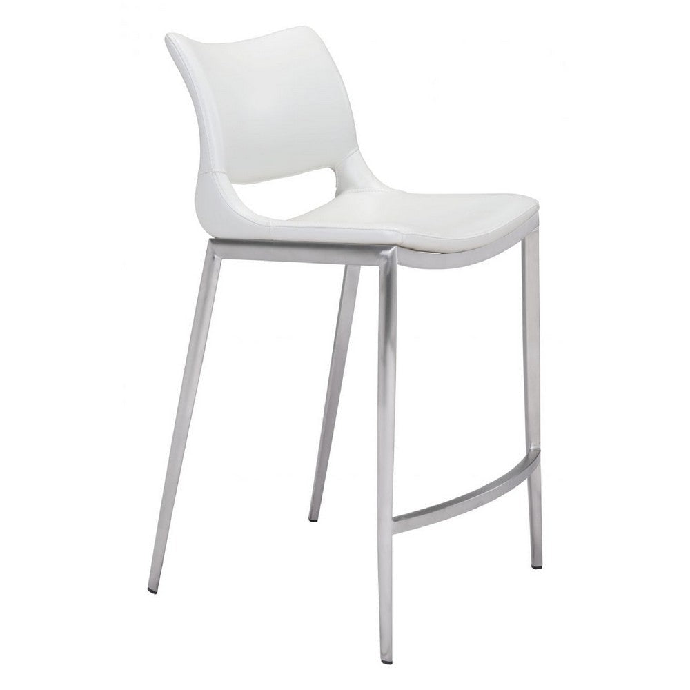 Ace Counter Stool (Set of 2) White & Silver