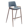 Desi Barstool (Set of 2) Azure Gray & Walnut