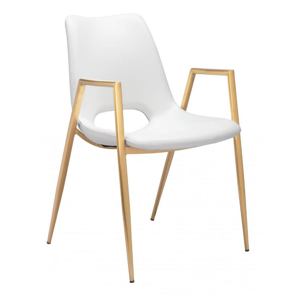 Desi Dining Chair (Set of 2) White & Gold