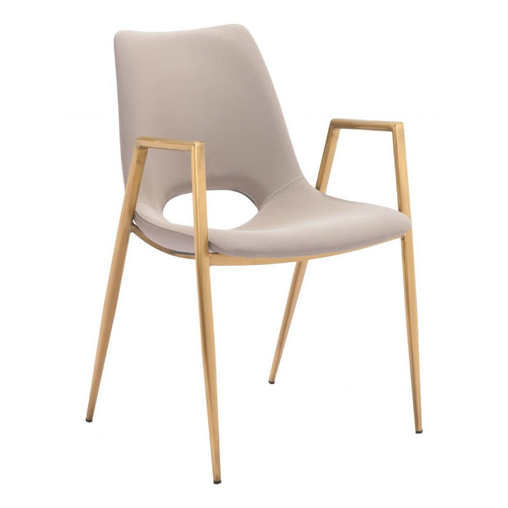 Desi Dining Chair (Set of 2) Beige & Gold