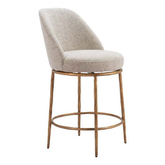 Nordhavn Swivel Counter Stool Beige & Gold