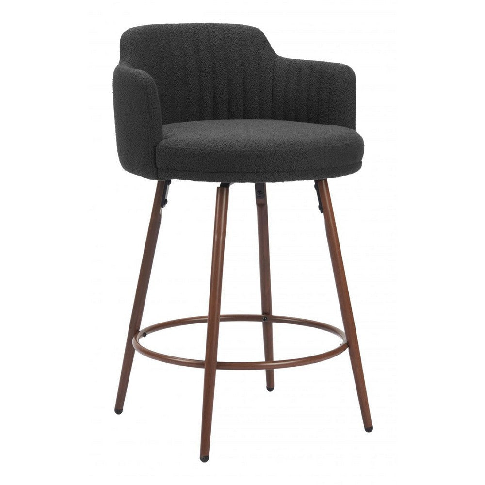 Kono Swivel Counter Stool (Set of 2) Black & Walnut