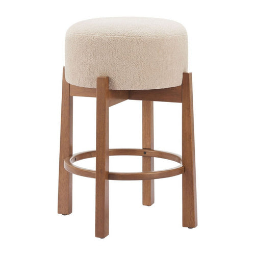 Nade Counter Stool (Set of 2) Beige & Walnut