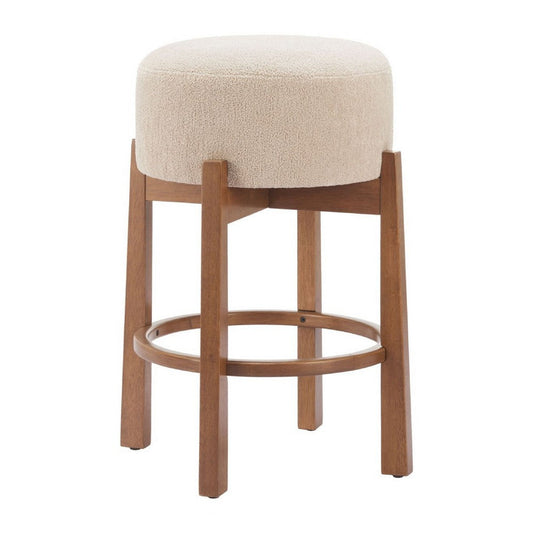 Nade Counter Stool (Set of 2) Beige & Walnut