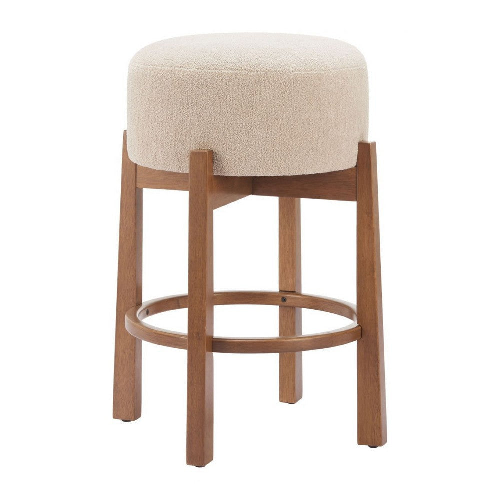 Nade Counter Stool (Set of 2) Beige & Walnut