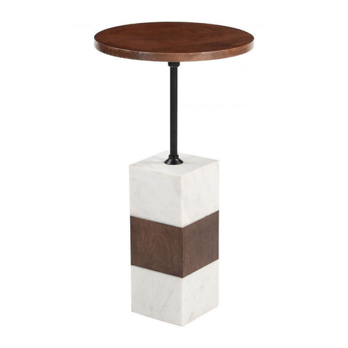 Stuk Side Table Brown & White