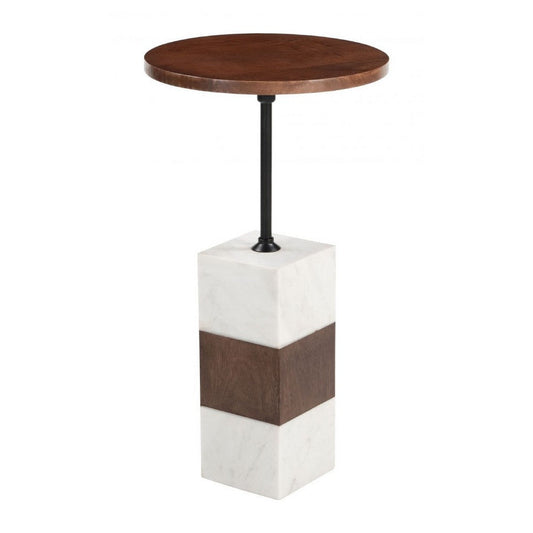 Stuk Side Table Brown & White